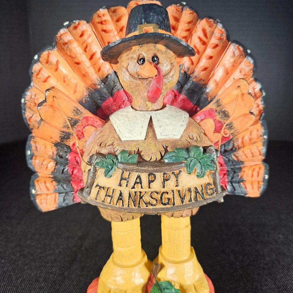 Vintage Resin Thanksgiving Turkey Figurine With Pilgrim Hat Figurine